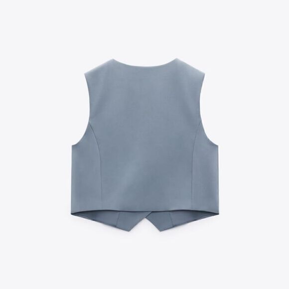ZARA BLUE BUTTON TAILORED VEST - Picture 6 of 12